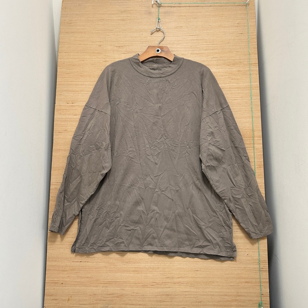 We The Free Free People Be Free Oversized Mock Neck Long Sleeve Tee Taupe Small